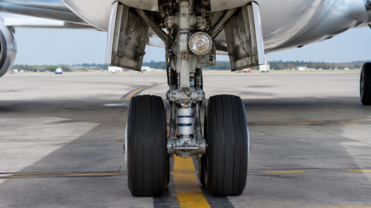 Nose gear with twin wheels, steering and taxi light