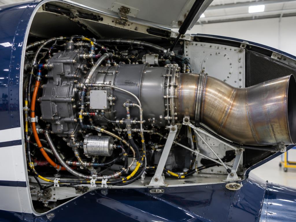Arriel 2E turboshaft in its bay with the cowling open