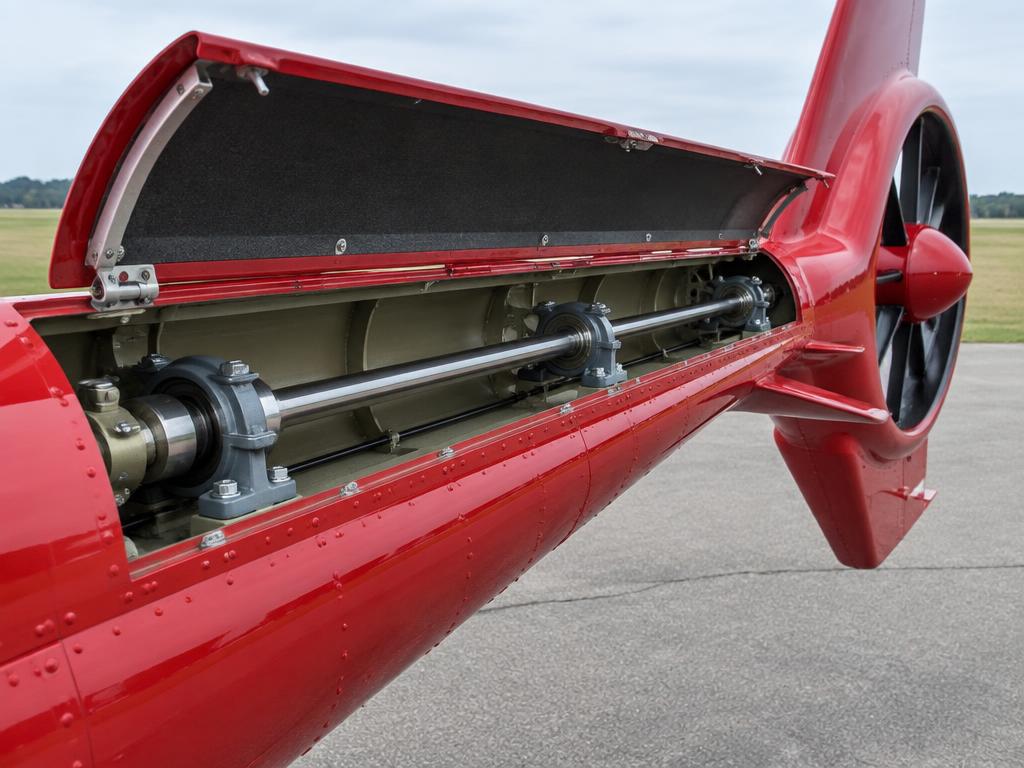 Tail rotor drive shaft and hanger bearings in the boom